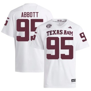 Aggies White #95 Alex Abbott Men's Replica College Football Jersey 223063-756