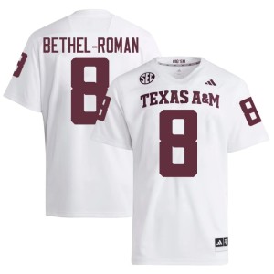 Texas High School Mens College Football #8 White Ashton Bethel-Roman Jersey 318326-988