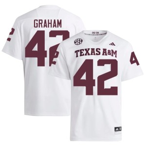TAMU White #42 Boomer Graham Limited College Football Men Jerseys 170545-933