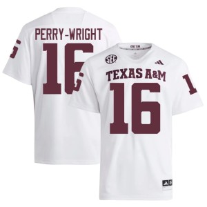 Texas A&M University White Mens College Football #16 Player Bryce Perry-Wright Jersey 244094-496