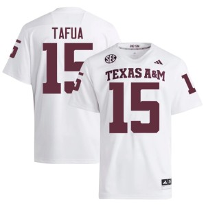 Texas A&M Aggies College Football Embroidery Caleb Tafua Mens #15 White Jerseys 841959-122