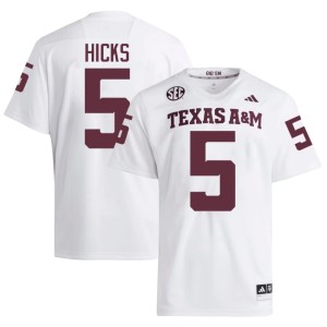 Aggies #5 Game College Football DJ Hicks White Men Jerseys 455420-568