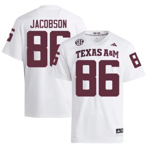 Aggies College Football Evan Jacobson NCAA Men White #86 Jersey 950614-743