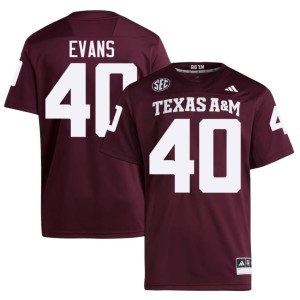 Aggies Men's #40 Embroidery Gray Evans Maroon College Football Jersey 872275-272