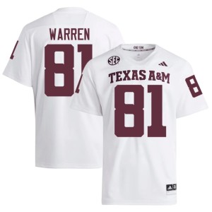 Texas A&M University College Football Men's #81 White Jayden Warren Official Jersey 398497-369