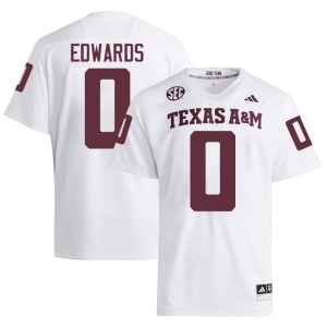 TAMU Stitched Men's KJ Edwards #0 White College Football Jerseys 453416-690