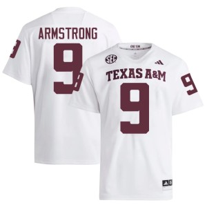 Texas A&M College Football #9 Mens Stitched White Kiotti Armstrong Jersey 219495-851