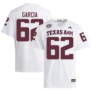 TAMU Men's Marcus Garcia White Replica #62 College Football Jerseys 128396-488