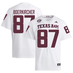 Texas Aggies Nate Boerkircher White #87 Official Men College Football Jersey 472153-596