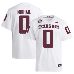 Texas Aggies Men Noah Mikhail #0 White College Football Embroidery Jersey 424970-108