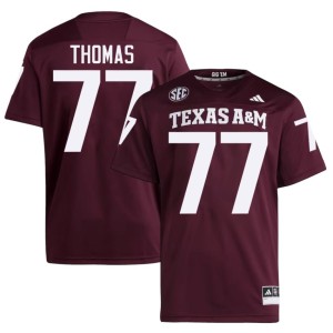 Texas A&M Tyler Thomas Embroidery Men's Maroon #77 College Football Jersey 864145-416