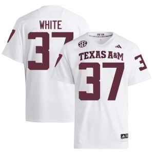 Texas A&M Aggies Tyler White #37 College Football Men White Embroidery Jerseys 112025-323