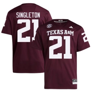 Texas A&M Aggies Men's NCAA #21 Maroon Vic Singleton College Football Jersey 512947-892