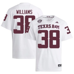 Aggies #38 College Football White Whitaker Williams Stitched Men's Jersey 449216-157