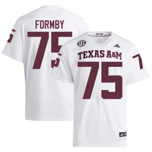 TAMU White #75 Stitched College Football Wilkin Formby Men's Jersey 267389-158
