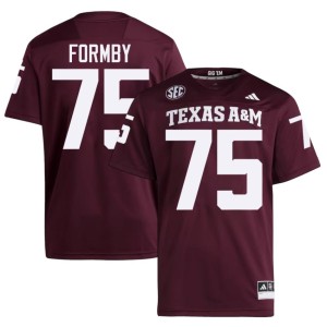 A&M #75 Stitched Wilkin Formby Maroon College Football Men's Jerseys 128476-267