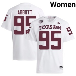 Texas High School Alex Abbott Womens #95 White College Football Jersey 106611-254