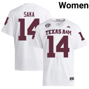 TAMU Anto Saka #14 Replica White Womens College Football Jersey 466530-281