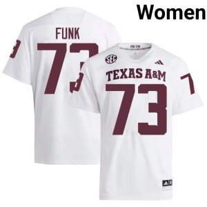 Aggies Women's White Embroidery College Football #73 Ashton Funk Jersey 451766-768