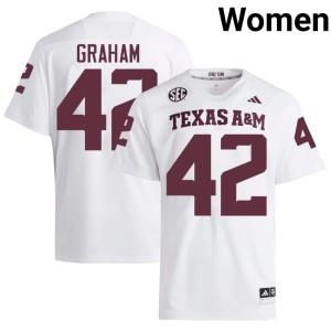 Aggies College Football Alumni White Women #42 Boomer Graham Jerseys 106746-906