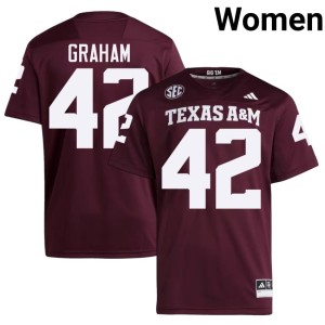 Texas Maroon Boomer Graham College Football #42 Womens University Jerseys 199655-844