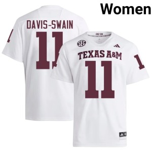 Texas A&M Aggies College Football Stitched #11 White Women Brandon Davis-Swain Jerseys 623793-856