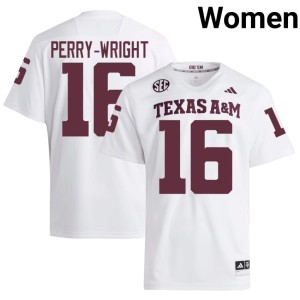 Aggies #16 White College Football Bryce Perry-Wright Women's University Jersey 249186-796