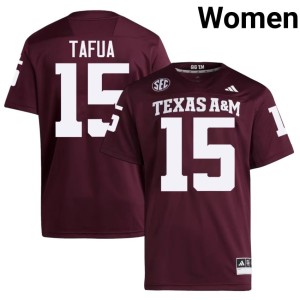 TAMU #15 High School Caleb Tafua Womens College Football Maroon Jerseys 979832-521