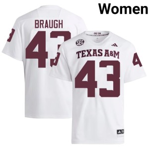 Texas Aggies College Football Game #43 Carter Braugh White Women's Jersey 929310-150