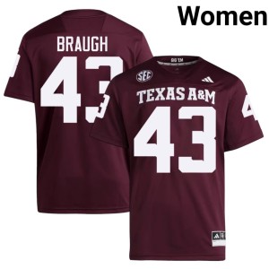 Texas Embroidery College Football Women's #43 Maroon Carter Braugh Jerseys 387297-627