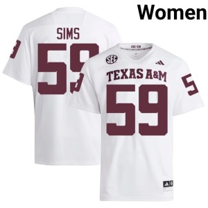 12th Man Women Stitched White Chace Sims College Football #59 Jerseys 393026-177