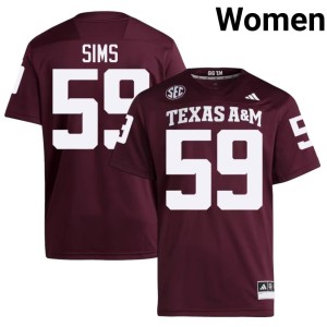 TAMU Player Maroon Chace Sims College Football #59 Women's Jerseys 807535-139