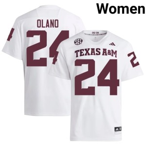TAMU Embroidery College Football #24 Women's David Olano White Jersey 313857-480