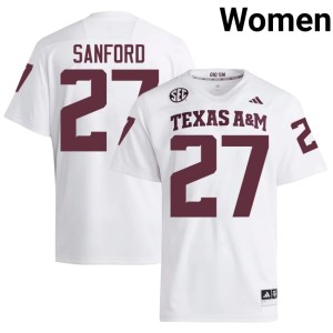 Texas Aggies #27 White Womens Game Daymion Sanford College Football Jerseys 117622-284