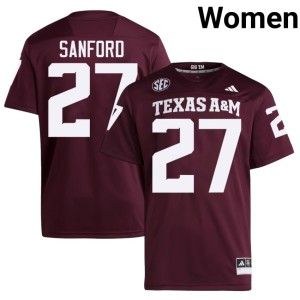 Texas University Daymion Sanford Women's College Football #27 Maroon Jersey 366033-284