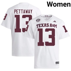 12th Man Women 2026 #13 Deyjhon Pettaway White College Football Jerseys 655262-620