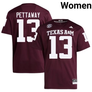 Aggies Deyjhon Pettaway #13 College Football Womens Game Maroon Jersey 284971-223