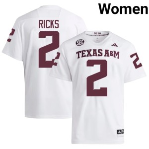 Texas Aggies NCAA Womens College Football Dezz Ricks #2 White Jersey 683421-723