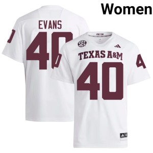 Texas A&M Replica #40 White College Football Women's Gray Evans Jerseys 884608-677