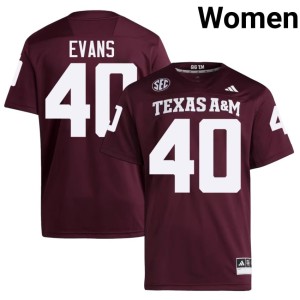 A&M Womens Gray Evans College Football #40 Stitched Maroon Jerseys 890007-258