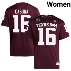A&M Maroon #16 Womens Game Helaman Casuga College Football Jersey 956730-955