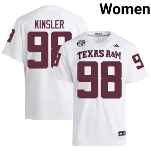 Aggies Jermaine Kinsler College Football Stitched Women's #98 White Jersey 126603-271