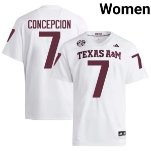 TAMU College Football Women White KC Concepcion #7 NCAA Jersey 628345-872