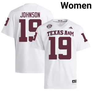 Texas Aggies Replica #19 White College Football KK Johnson Women Jersey 887473-178
