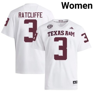 12th Man Marcus Ratcliffe 2026 White College Football Women's #3 Jerseys 869892-339