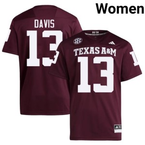 Texas A&M Aggies College Football Women's University #13 Maroon Myles Davis Jerseys 664942-504
