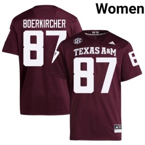 A&M #87 Maroon Womens College Football Nate Boerkircher Replica Jerseys 797439-684