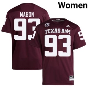 Texas Aggies Player Nathan Mabon College Football #93 Women's Maroon Jersey 466486-673