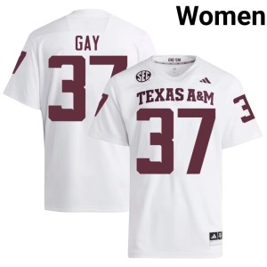 Texas A&M University Womens NCAA Peyton Gay College Football White #37 Jersey 343264-288
