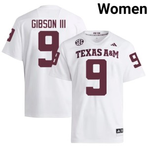 Texas A&M Player White Women's #9 College Football Rickey Gibson III Jerseys 477083-926